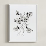 "Greyscale Poppies" - Art Print in greyscale by Shannon Kirsten - Framed Canvas