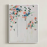 "Cascade" - Art Print in Coral by Sonal Nathwani - Framed Canvas