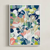 "Summer Rising" - Art Print in Slate Blue by Nancy Ramirez - Framed Canvas