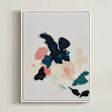 "Abstract Botanical Floral" - Art Print in coral pink by Caryn Owen - Framed Canvas
