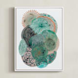 "Grey Thoughts" - Art Print in Teal by Maggie Ramirez Burns - Framed Canvas