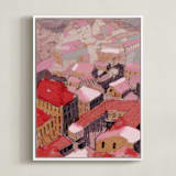 "Painted Venice cityscape" - Art Print in Pastel by Oana Prints - Framed Canvas