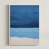 "Blue Horizon" - Art Print in deep blue by Colleen Ehrlich - Framed Canvas