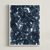 "Indigo Ink" - Art Print in Indigo by Erin McCluskey Wheeler - Framed Canvas
