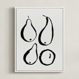 "Still-life with four pears" - Art Print in Black and Off-white by Sonya Percival - Framed Canvas
