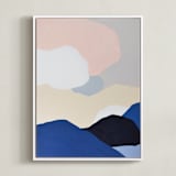"Blue Mountains" - Art Print in blue by Jennifer Hallock - Framed Canvas