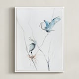 "heron's nest" - Art Print in Heron Blue by Annie Moran - Framed Canvas