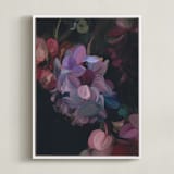 "Midnight Petals" - Art Print in Midnight Plum by Amy Hall - Framed Canvas