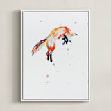 "Fox Jump" - Art Print in white by Isobel James - Framed Canvas
