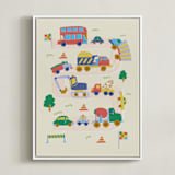 "Big and Small Vehicle" - Art Print in Ivory by Kartika Paramita - Framed Canvas