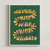 "Squiggly Caterpillar" - Art Print in Forest Green by Sabrina Excene - Framed Canvas