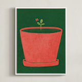 "Tiny Sprout" - Art Print in Tomato Red by Sabrina Excene - Framed Canvas