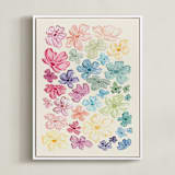 "A Rainbow of Flowers" - Art Print in Pale Sunshine by The Scribblist - Framed Canvas