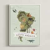 "Animals of South America" - Art Print in Moss by Kamala Nahas - Framed Canvas