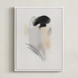 "chickadee" - Art Print in Neutral Beige by Christa - Framed Canvas
