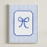 "Coquette Blue Bow" - Art Print in Blue by Vivi Furlong - Framed Canvas