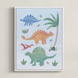 "Painted Dinos 2" - Art Print in Ocean by Teju Reval - Framed Canvas