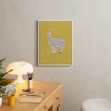"Sunshine Alpaca" - Art Print in Yellow by SALLY MURPHY - In a Room