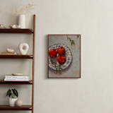 "Peaches on a Plate" - Art Print in Vermillion by Wendy Keller - In a Room