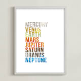 "Solar System Words" - Art Print in Rust Orange by Robert and Stella - Framed