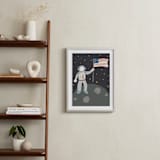 "Up in Space Astronaut" - Art Print in Muted Blue by Maggie Unruh - In a Room