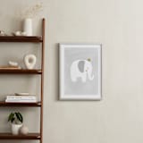 "Dream Big Elephant And Giraffe" - Art Print in Soft Grey by Patrice Horvath - In a Room