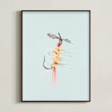 "Pistol Pete Yellow" - Art Print in Freshwater Blue by Andrew McClintock - Framed