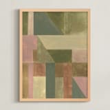 "Abstract geometry I" - Art Print in Moss Green by Lucrecia Caporale - Framed
