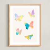 "Watercolor butterflies" - Art Print in Sky by Lindsay Megahed - Framed