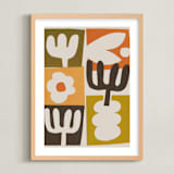 "Botanical Cut-Outs" - Art Print in Papaya Orange by Alisa Galitsyna - Framed