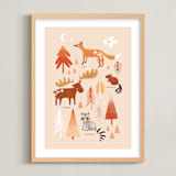 "Woodland Animals" - Art Print in Earthy Beige by Tati Abaurre - Framed