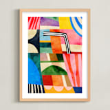 "Summer blocks" - Art Print in Rainbow by Mojca Dolinar - Framed