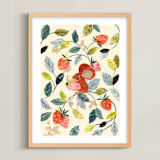 "Strawberry Thief" - Art Print in Strawberry by Sarah Knight - Framed