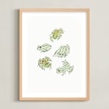 "Frog sketches" - Art Print in Pastel Green by Catilustre - Framed