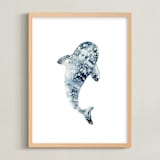 "Celestial Sharks" - Art Print in Stormy Blue by Katrina Pete - Framed