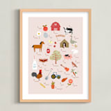 "Find Me on the Farm" - Art Print in Taupe by Francesca Iannaccone - Framed