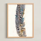 "Gentle Feather" - Art Print in Payne's Gray by Stephanie Toral - Framed