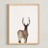 "Prancer" - Art Print in Deer Brown by jinseikou - Framed