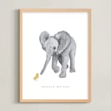 "baby elephant and duckling" - Personalized Art Print in Tumbleweed by Cass Loh - Framed
