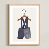 "Overalls" - Art Print in Bluebird by Haley Warner - Framed