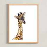 "Baby Animal Friends: Giraffe" - Art Print in Brown Giraffe Spots by Jieun K Rasband - Framed