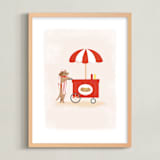 "Hot Dog Cart" - Art Print in Red by Itsy Belle Studio - Framed