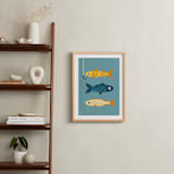 "1 Fish, 2 Fish, 3 Fish" - Art Print in Marine Blue by Laura Mitchell - In a Room