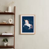 "Unicorn & Blooms" - Art Print in Navy by Little Miss Missy - In a Room