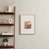 "Booked For A Nap" - Art Print in Cream by Blossom Hound Designs - In a Room