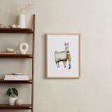 "LLama and Boy" - Art Print in Cozy Yellow by Sarah Fitzgerald - In a Room