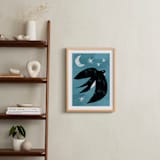 "Evening Swallow" - Art Print in Blue Teal by Mojca Dolinar - In a Room