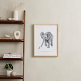 "baby elephant and duckling" - Personalized Art Print in Tumbleweed by Cass Loh - In a Room