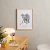"baby elephant and duckling" - Personalized Art Print in Tumbleweed by Cass Loh - In a Room