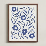 "Bloom 1" - Art Print in Denim by Kelly Watkins - Framed